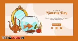 دانلود وکتور لایه باز بنر عید نوروز Hand Drawn Nowruz Horizontal Banner Template