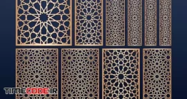 دانلود وکتور فریم با پترن اسلامی Laser Cut Panel Template Set With Islamic Pattern