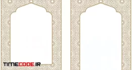 دانلود وکتور فریم با پترن اسلامی Rectangular Frame With Traditional Arabic Ornament