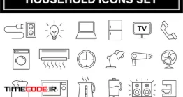 دانلود پکیج آیکون لوازم خانگی Household Appliances Icons Set