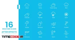 دانلود پروژه آماده افتر افکت : پکیج آیکون هواشناسی Weather Icon Line Pack