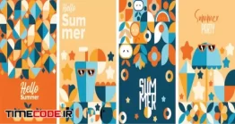 دانلود وکتور استوری اینستاگرام فانتزی هندسی Summer Party Background And Poster Template