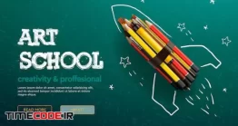 دانلود وکتور لایه باز پست اینستاگرام بازگشایی مدارس Art School Web Banner Landing Page Template Vector Image