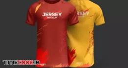 دانلود موکاپ لباس ورزشی فوتبال Jersey Shirt Front Back 2 Colors Full Edit Easy Edit
