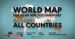 دانلود پروژه آماده افتر افکت : نمایش مسیر روی نقشه جهان World Map