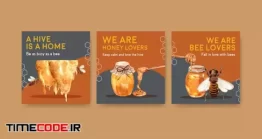 دانلود فایل لایه باز پست اینستاگرام عسل Ads Template With Honey For Marketing
