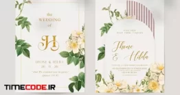 دانلود فایل لایه باز  کارت دعوت عروسی Floral Wedding Invitation With Beauty Watercolor Flowers