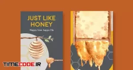 دانلود فایل لایه باز تراکت رنگی عسل Flyer Template With Honey Concept Design For Brochure