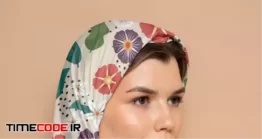 دانلود موکاپ روسری Portrait Of Woman Wearing Islamic Floral Hijab