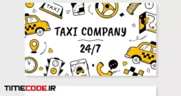 دانلود فایل لایه باز کارت ویزیت تاکسی تلفنی  Taxi Business Visit Card Template In Doodle Style