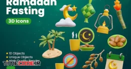 دانلود آیکون سه بعدی ماه رمضان Ramadan Fasting 3D Icons