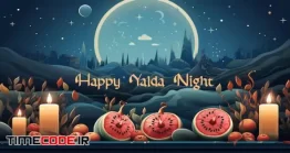 دانلود کارت پستال شب یلدا مبارک Happy Yalda Night Horizontal Banner Template