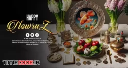 دانلود بنر لایه باز تبریک سال نو  Happy Nowruz Day Or Iranian New Year Banner Template