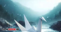 دانلود وکتور اوریگامی قو در رودخانه A White Bird Origami In The River