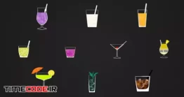 دانلود پروژه آماده افتر افکت : انیمیشن آب میوه Cocktail Animated Stickers