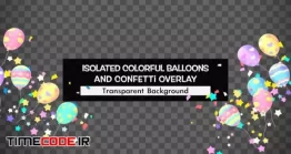 دانلود بک گراند آلفا بادکنک و کاغذ رنگی Isolated Colorful Balloons And Confetti Overlay