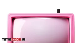 دانلود وکتور تلویزیون Pink Color Television 3D Vector White Background Isolated
