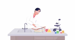 دانلود فوتیج موشن گرافیک : کاراکتر دانشمند در آزمایشگاه