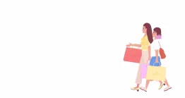 دانلود فوتیج موشن گرافیک : کاراکتر زن با ساک خرید