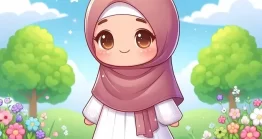 دانلود تصویرسازی دختر با حجاب در پارک