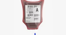 blood bag with white label and prominent a marking 41707 cover 1
