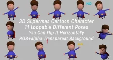 3d superman cartoon character poses pack 26658 cover 1