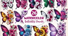 butterfly flowers sublimation clipart 16 44620 cover 1