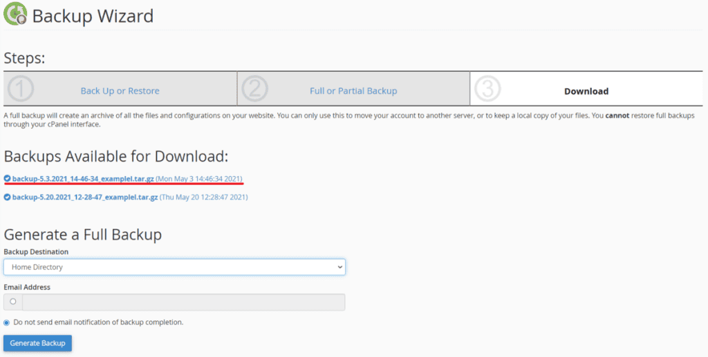 cpanel backup 1