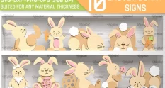 easter bunny signs laser cut bundle 32755 cover 1