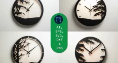 laser cut wall clock decor svg bundle 35076 cover 1