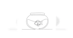 continuous single line drawing fish in glass bowl 6504790 cover 1