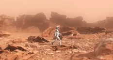 futuristic astronaut walking on mars planet surfac 8450 cover 1