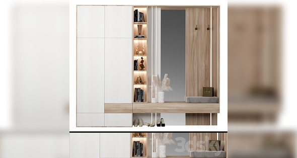 مدل سه بعدی کمد دیواری راهرو