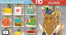 school pencil holders laser cut bundle 45178 cover 1