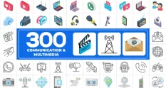 300 icons pack communication and multimedia 45210 cover 1