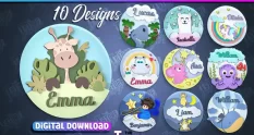 baby round sign laser cut design bundle 24681 cover 1