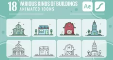 set of various building icons packs animation 38999 cover 1