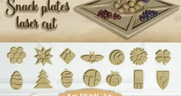 طرح ظرف چوبی پیش غذا برای برش لیزری
