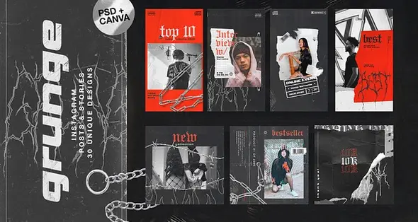 قالب‌های اینستاگرام گرانج برای فتوشاپ و کانوا