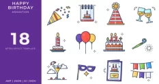 happy birthday animated icons after effects 39767 cover 1