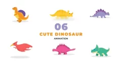 cute kids dinosaur flat character animation scene 8134 cover 1
