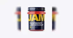 glass jar with raspberry jam mockup eye level shot 14411 cover 1