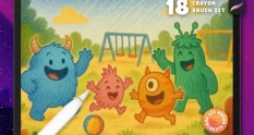 18 crayon procreate brush set for child art 32653 cover 1