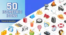 isometric icons travel and vacation 35482 cover 1