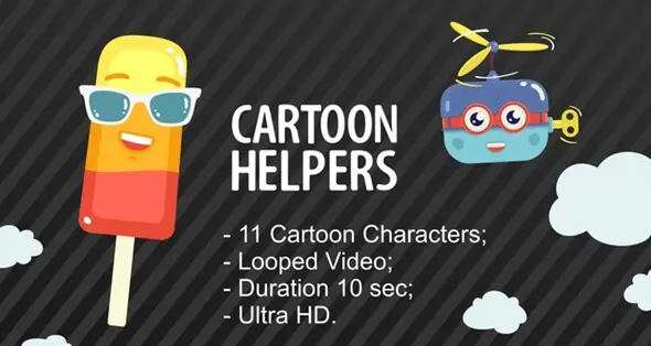 پروژه آماده افتر افکت : کاراکتر موشن گرافیک Cartoon Helpers – تایم کد