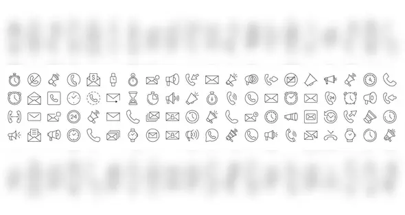 مجموعه آیکون تماس با ما Contact Doodle Icons Communication And Support ...