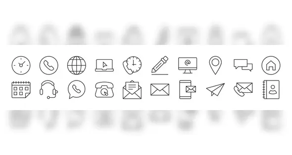 مجموعه آیکون خطی نازک تماس با ما Set Of Thin Line Icons Of Contact Us ...